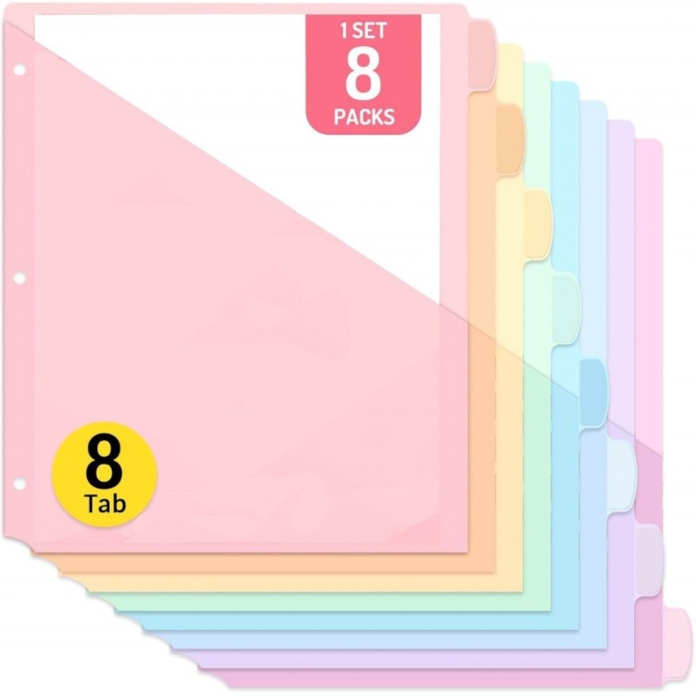 Tab Divider A4 - 8 adet A4 Pastel Renkli Dosya